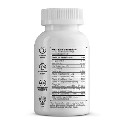 Unived Wholefood Natural B-Complex | Raw B-Vitamins | 100% Natural | One Month Supply