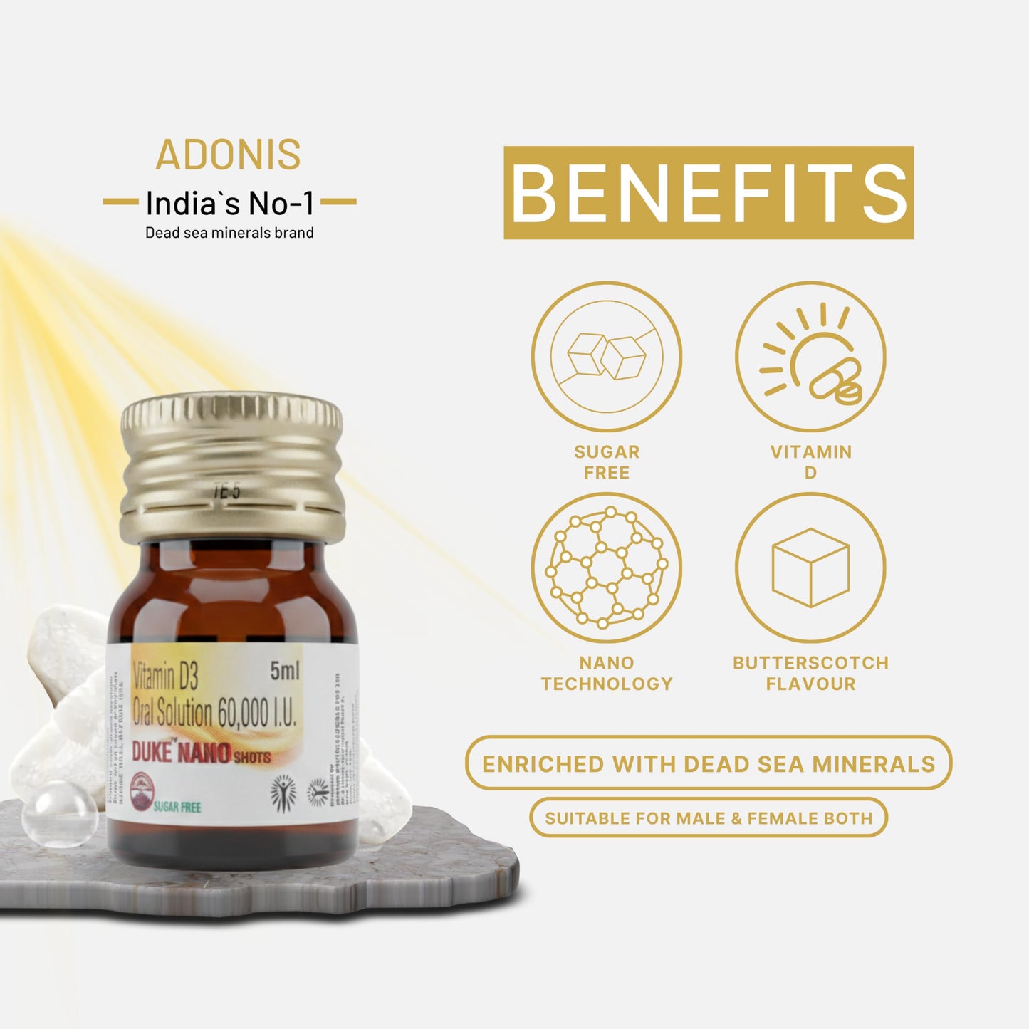 DUKE NANO SHOTS Vitamin D3 | 4x5ml Bottles Sugar Free Nano Shots | Liquid Supplement for Healthy Bones, Muscles, and to Support The Immune System pack of 4