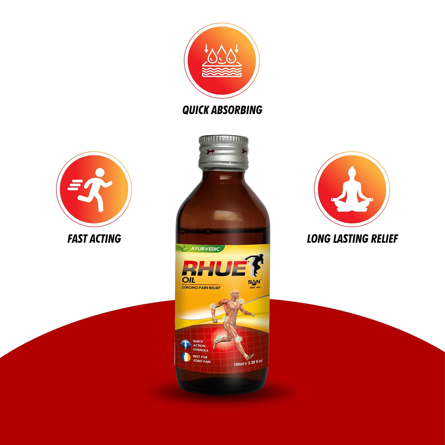 RHUE Strong Pain Relief Oil 100ml Pack of 2 | Ajwain, Mustard & Clove Oil Extract With Natural Herbs | Ayurvedic Massage Tel For Knee/Legs/Shoulder/Neck/Back & Joint | Ointment For Men & Women