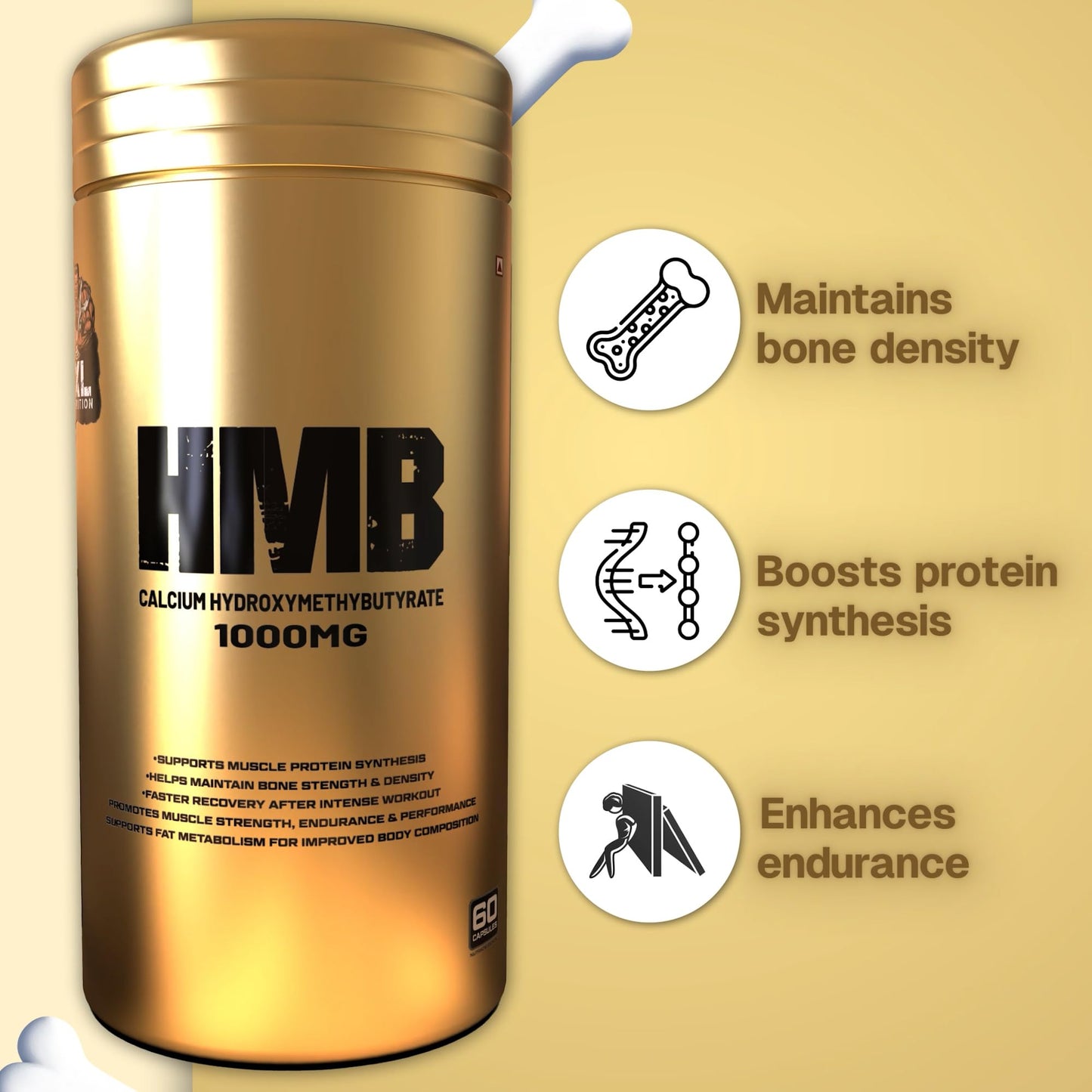 The 5XL Nutrition HMB 1000MG Capsules (calcium hydroxymethylbutyrate) - Pure HMB | Prevents Muscle Breakdown, Faster Recovery, Strength (60 Capsules)