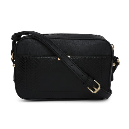 Accessorize London Women's Faux Leather Black Day Bag-Piper Camera Croc Sling Bag