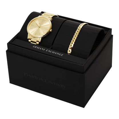 Armani Exchange Analog Gold Dial Men's Watch-AX7144SET