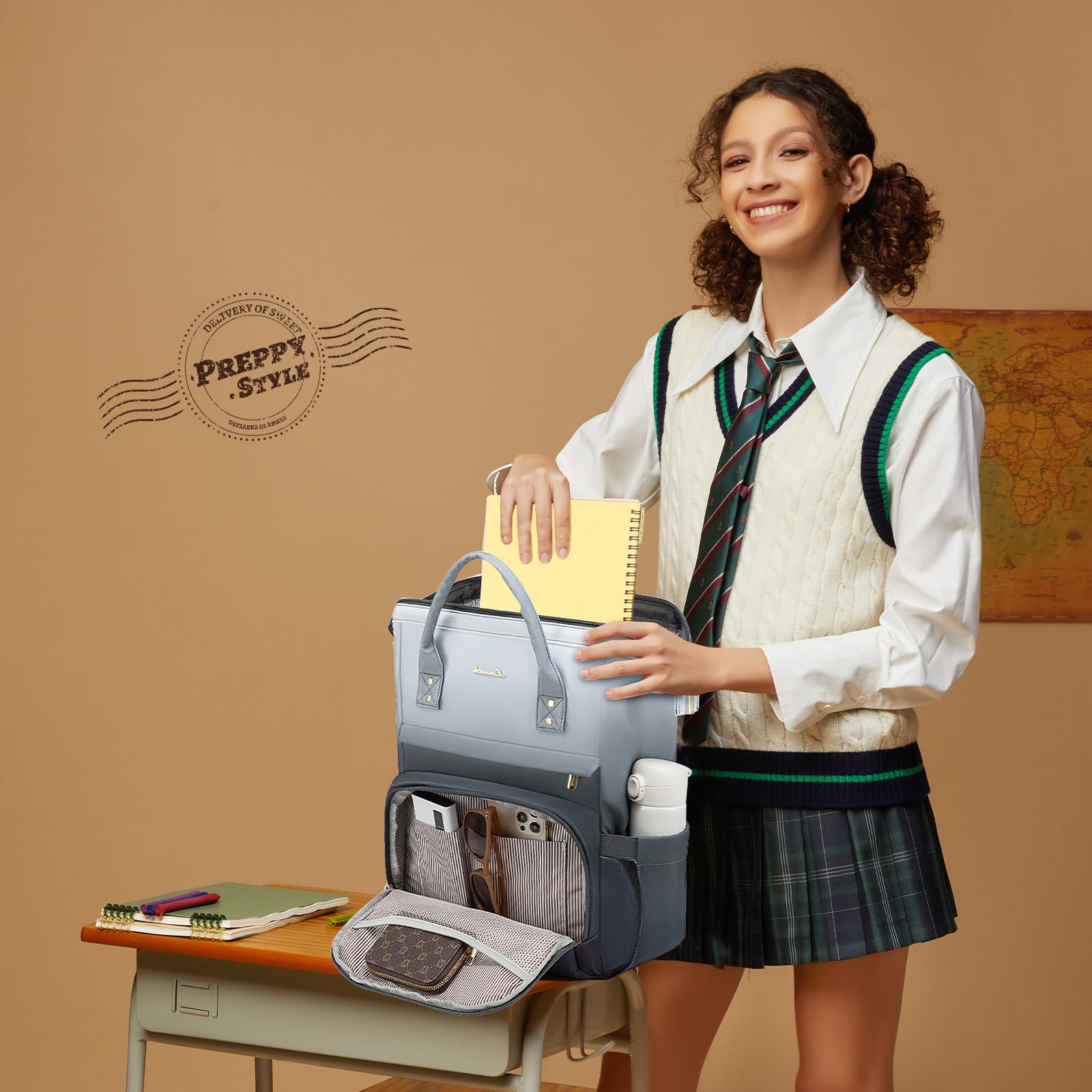 LOVEVOOK Laptop Backpack for Women, Black-white-gray Gradient, 17 Inch- image 7