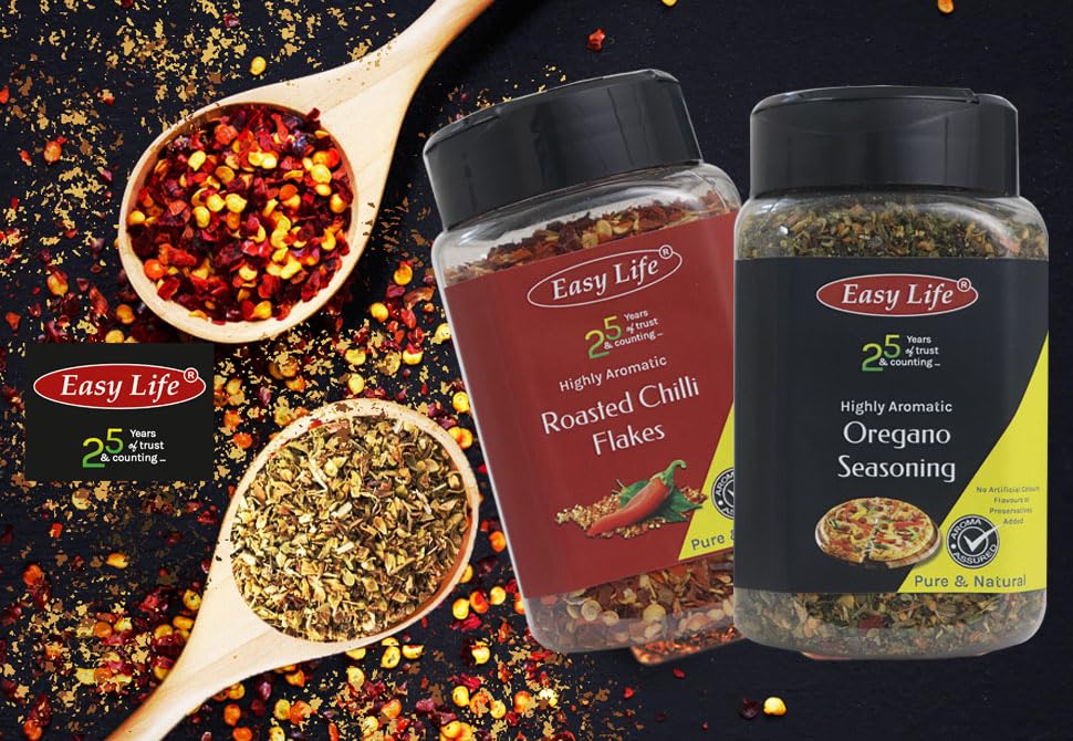 Easy Life Oregano Seasoning 230gram I Ideal Blend I Mix of Herb and Spice with Chili Flakes for Pizza Pasta I Versatile Chefs Choice I Powder Spices and Herbs I Contains Garlic
