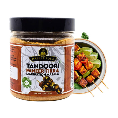 MASALA POTLI Tandoori Paneer Tikka/BBQ Marination Masala -175g / 6.17 Oz | Medium Spicy | Barbeque, Tandoor, Grill, Air Fry & Deep Fry [Without Preservative]