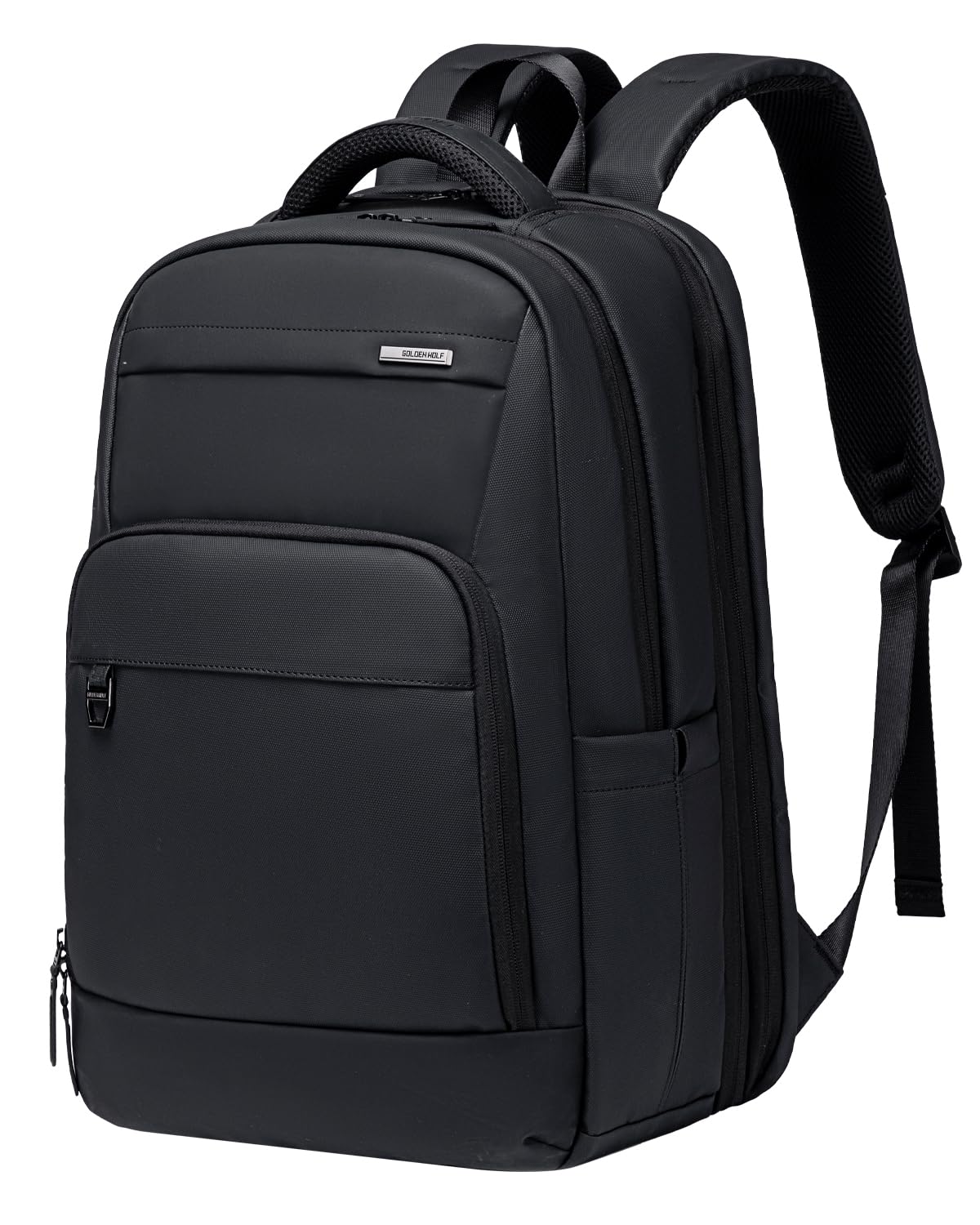 GOLDEN WOLF 25L-30L Expandable Backpack for Men for Office Travel, Black