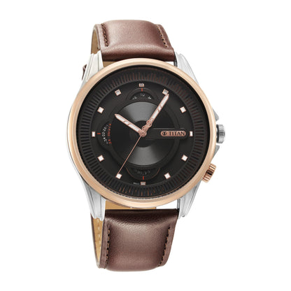 Titan Regalia Techno Beats Black Dial Analog with Day and Date Steel St- image 5