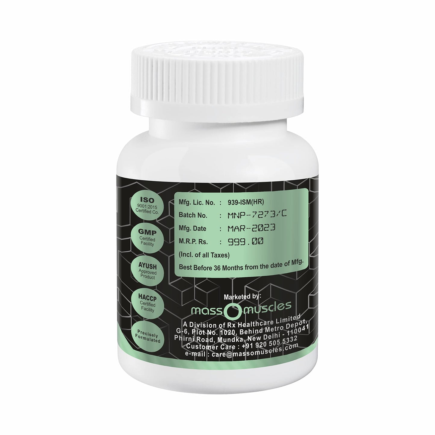 Massomuscles Pure Extract of Aloe Vera 750Mg Ayurvedic Herbal Capsules Helps in Hair & Skin Properties -(1 Piece)