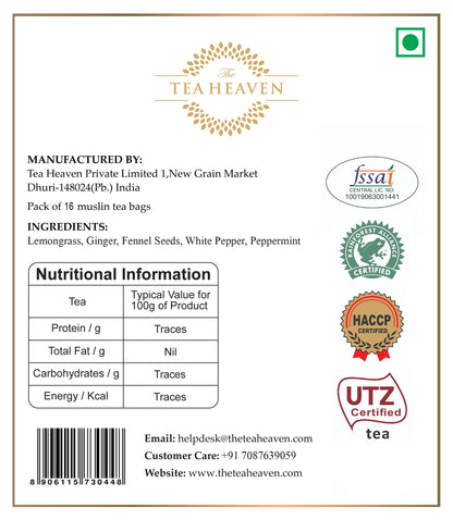 The Tea Heaven | Tea Gift - Digestive Herbal Tea(Wellness Tea) -Relieves Gas and Stomach Discomfort- 100% Organic Ingredients- 17 Tea Bags(16+1 Free Sample)- No Caffeine