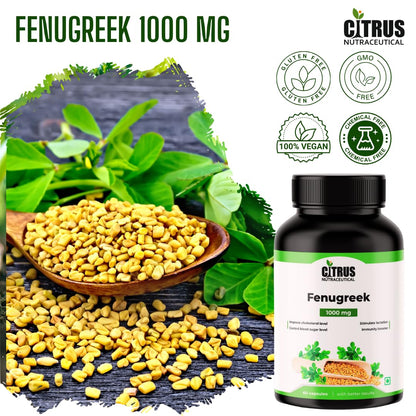 CITRUS NUTRACEUTICAL Fenugreek Seed Extract Supplement 1000 mg For Improve Digestion, Regulate Blood Sugar Level, Increase Lactation and Cardiovascular Support – 60 Capsule (Pack of 2)