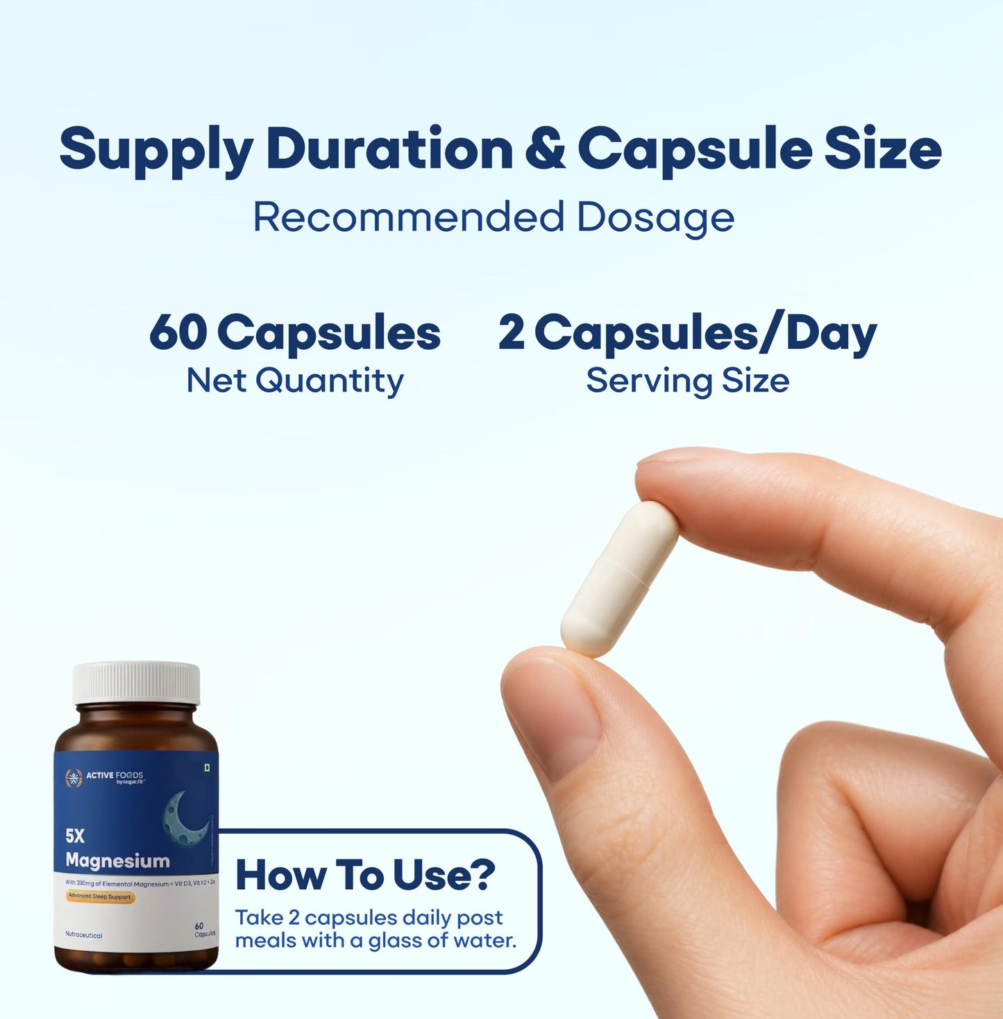 Active Foods 5X Magnesium Capsules, 330mg Elemental Magnesium with Vit D3, Vit K2 + Zn, Advanced Sleep Support, Muscle & Nerve Function, Bone Health, Metabolic & Energy Support, Immunity, 60 Capsules