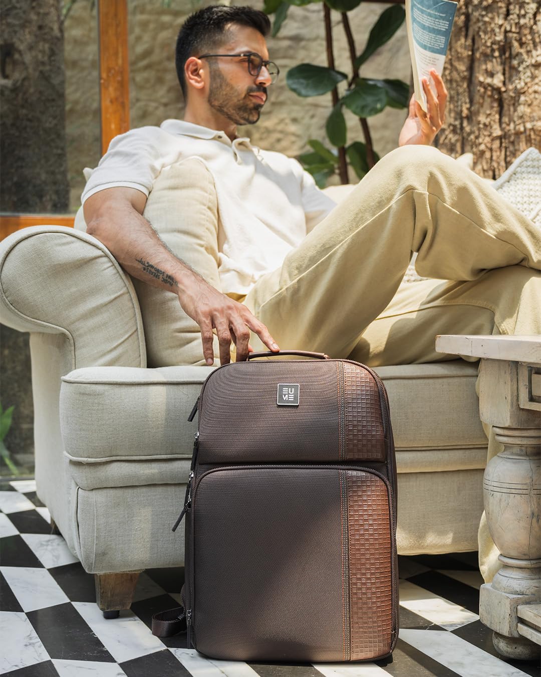 EUME Premium 15.6 in Laptop bags for Men & Women Office Use | Stylish Backpack Bag | Spacious Backpack for Travelling | 24L Zenith Brown