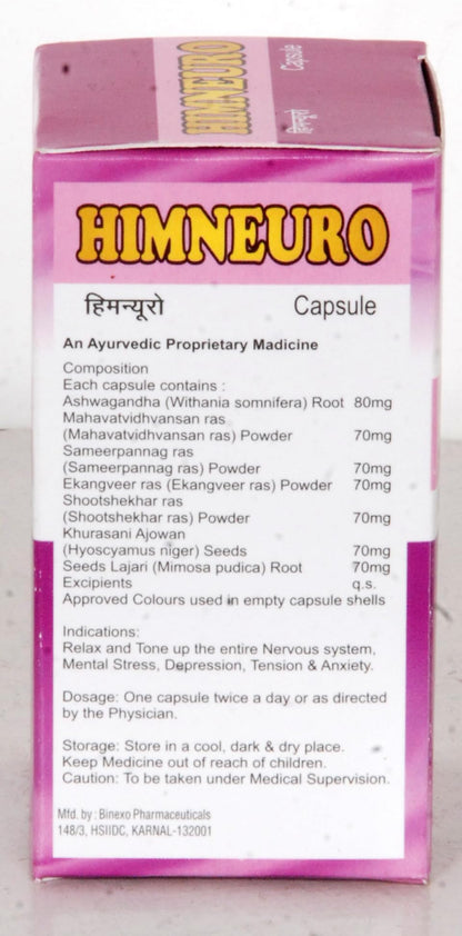 Himanshi Healthcare HIMNEURO Herbal Nerve Support Capsules | Ayurvedic Wellness Supplement for Stress & Nerve Health | 100 Capsules