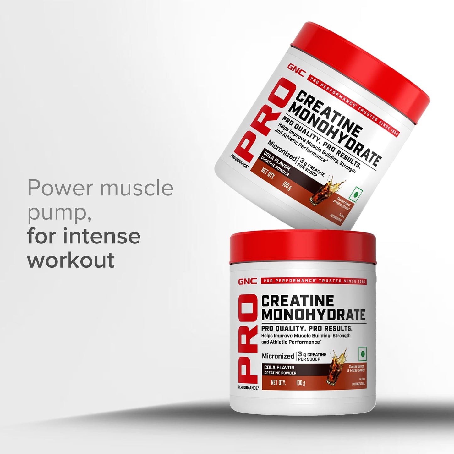 GNC Pro Performance Creatine Monohydrate - 3000mg Creatine Per Scoop | Micronized for Faster Absorption | Boosts Energy, Muscle Volume & Performance | Gluten-Free | Cola | 100gm
