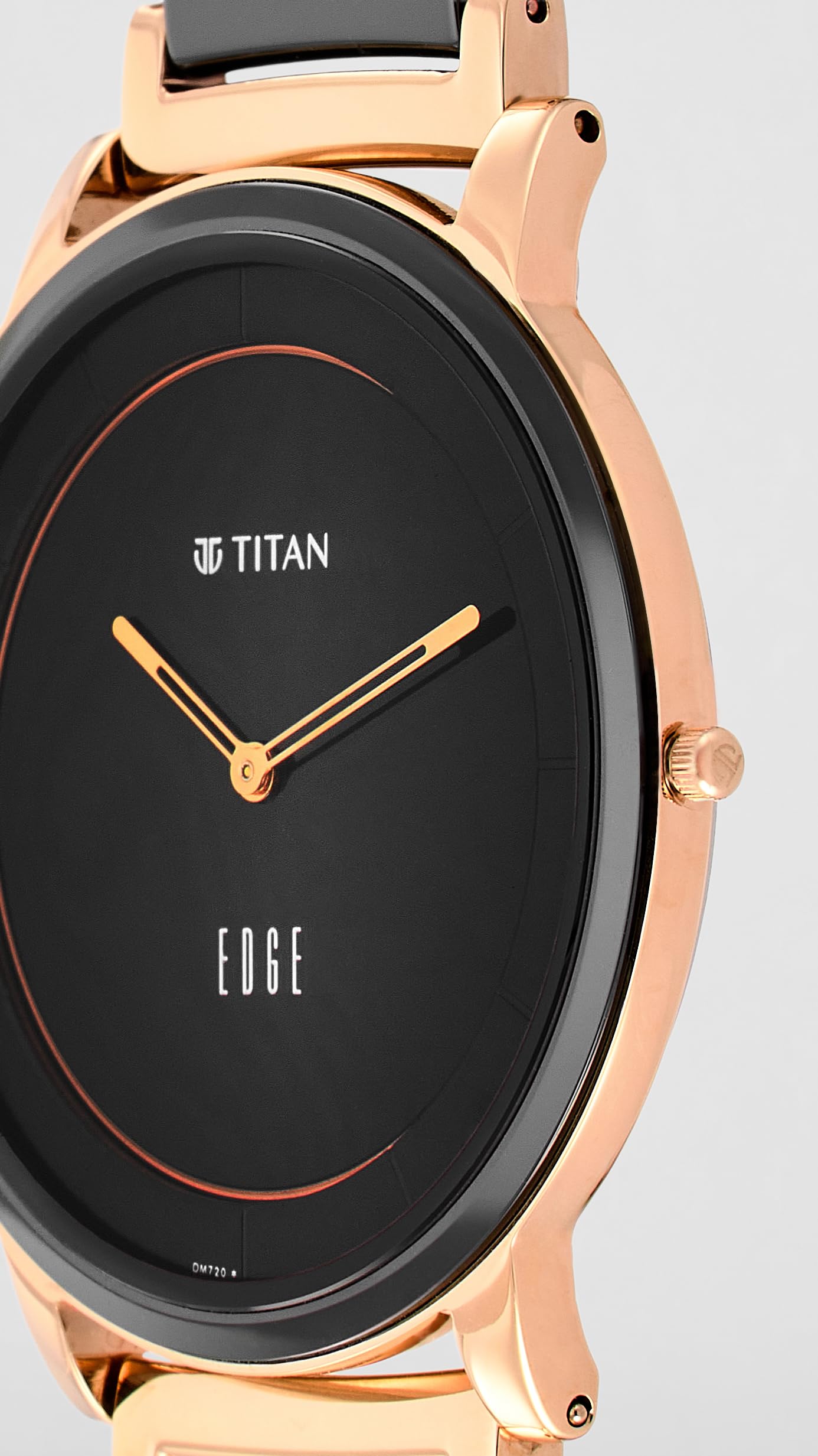 EDGE Titan Fusion Quartz Analog Black Dial Two Toned Black & Rose Gold Ceramic Strap Watch for Men - NT1878KD03