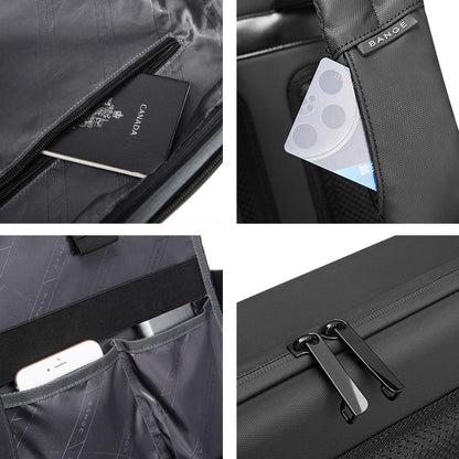 BANGE Multifunctional Hard Shell Water Resistant Business Travel Laptop Backpack (Black)