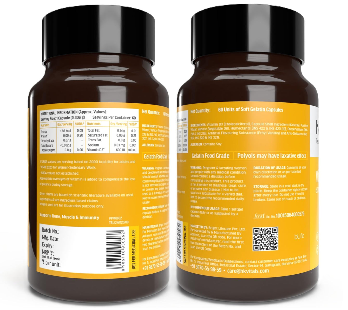 hk vitals 100% Magnesium Glycinate (1880mg) 120 Tablets | For Better Sleep Quality & Muscle Recovery with Vitamin D3 (600 IU) (60 Capsules)