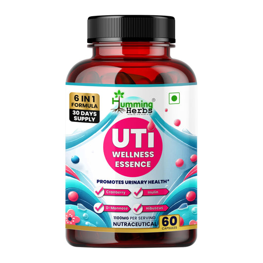 Humming Herbs UTI Wellness Essence 1100mg - Advanced 8-in-1 Urinary Tract Support Formula with Cranberry, D-Mannose, & Probiotics - Promotes Bladder Health & Immunity