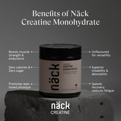 Näck Micronised Creatine Monohydrate 250gm Unflavoured | 100% Pure | Informed Choice Certified | Strength, Energy, Cognitive & Athletic Performance Supplement | Zero Sugar & Calories