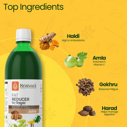 Krishna's Fat Reducer Juice - 500 ml | 12 Powerful herbs for Weight Management | Amla, Harad, Daru Haridra, Sunn Hemp | Aids Metabolism and Digestion