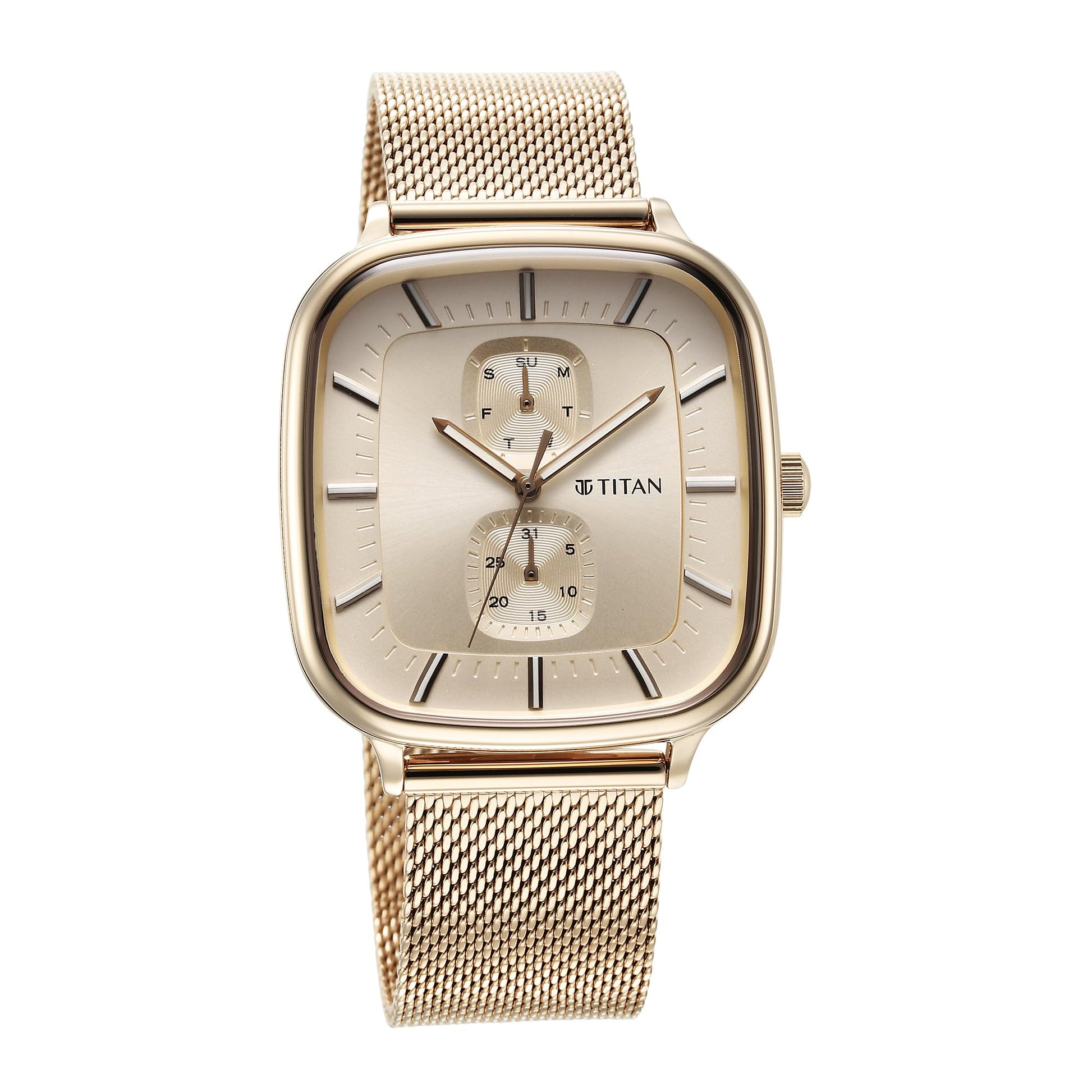 Titan Avant Garde Quartz Multifunction Champagne Gold Dial Champagne Go- image 5