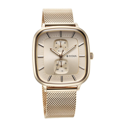Titan Avant Garde Quartz Multifunction Champagne Gold Dial Champagne Go- image 5