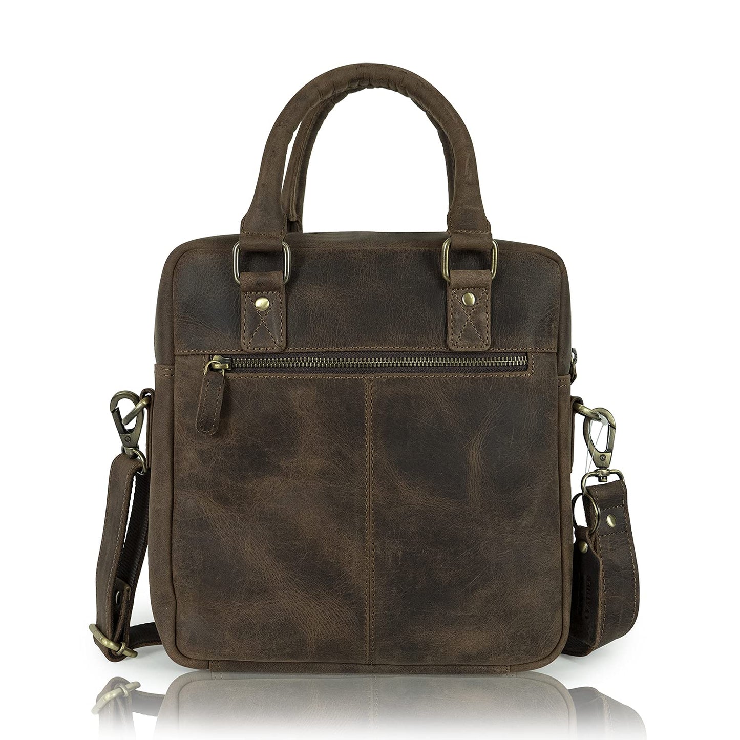 Goatter Men Hunter Leather 12" Inch Shoulder Crossbody Travel Messenger Sling Bags, Grey