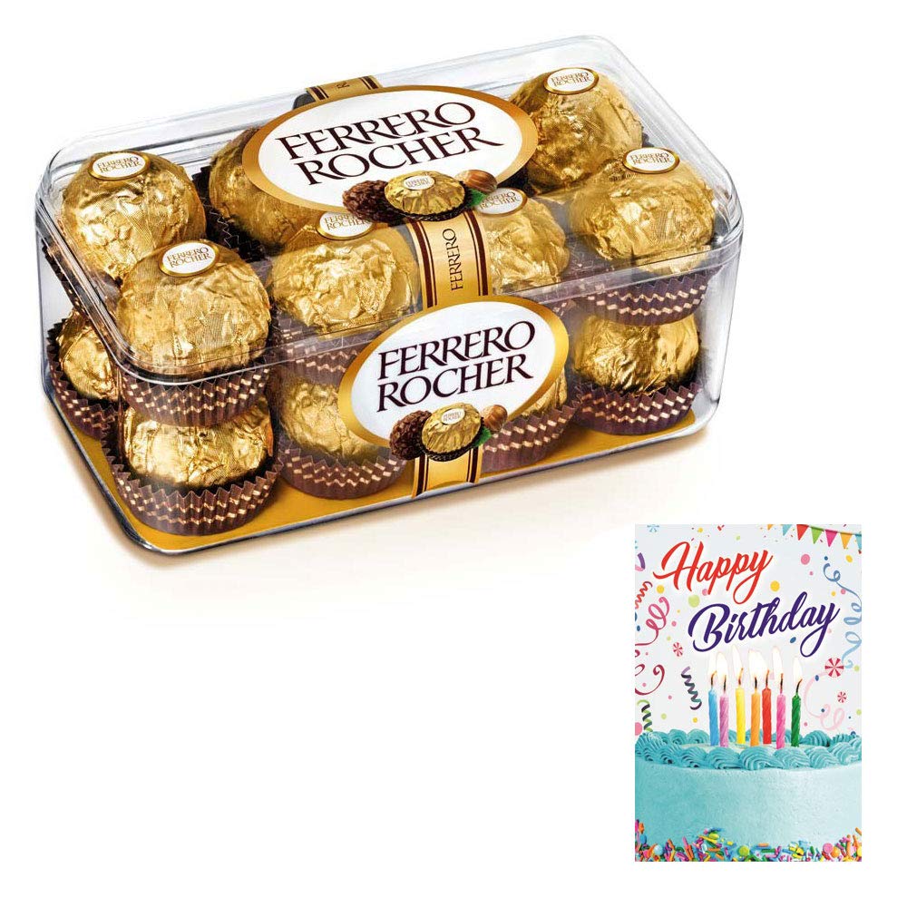 Happy Birthday Greeting Card with 16 Pcs Ferrero Rocher Chocolate Hamper - Birthday Chocolate Hamper