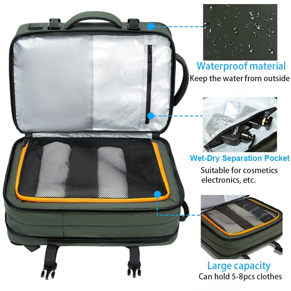 Red Lemon Titan Ultrafit Plus Bange Series 15.6-Inch Laptop Backpacks for Men and Women 45L Outdoor and Camping 3In1 Office Bags,Travelling,Backpack (with Bottle Holder), Green