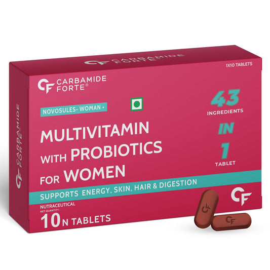 Carbamide Forte Multivitamin tablets For Women | Multi Vitamin Supplment With Probiotics | Women Multivitamin Supplement With 43 Ingredients To Support Energy, Skin, & Health - 10 Tablets