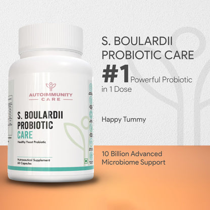 Autoimmunity Care S. Boulardii Care – Saccharomyces Boulardii Probiotic Supplement | 10 Billion CFU | Probiotics Supplement for Gut Health, Intestinal Lining & Microbial Balance | 60 caps (60 doses)