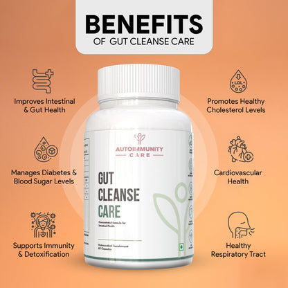 Autoimmunity Care Gut Cleanse | Berberine HCL & Herbal Blend for Gut Health, Sugar Control, Immunity, Liver Detox & Metabolism Support | 60 Capsules