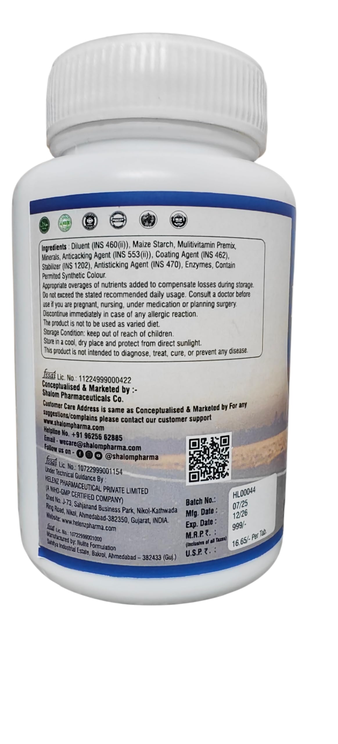 Shalom Pharmaceuticals Magnesium Glycinate (2000 mg, 100% RDA) | Better Sleep Quality & Muscle Recovery | High Absorption Chelated Magnesium | 60 Tablets