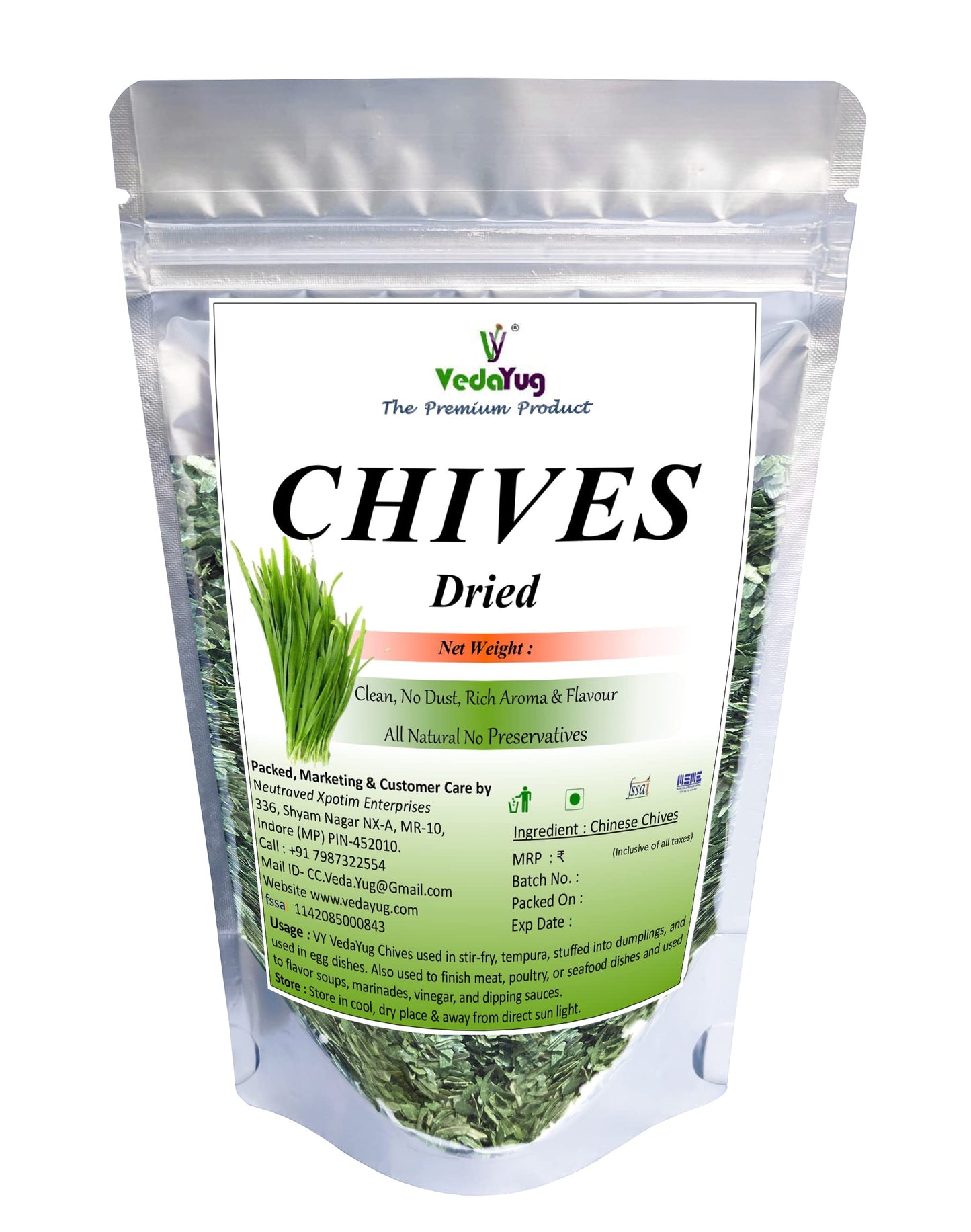 VY VedaYug Chives Herb Seasoning | Chives Dried Leaves | Chinese Chives - 40 grams
