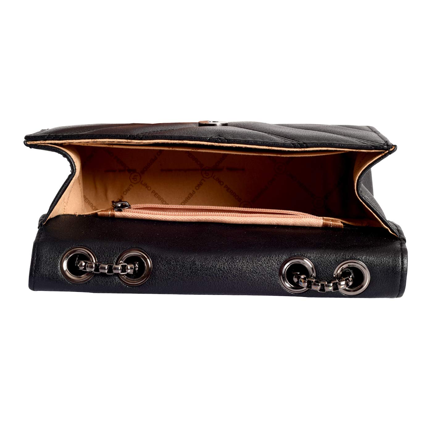 Lino Perros Women's Black Leatherette Satchel (Black)