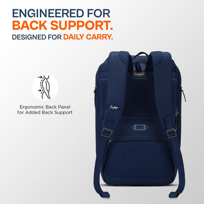 Skybags Rynex 01 XL Formal Backpack 32L with Laptop Compartment for Men & Women With Rain Cover,Smart Sleeve, Ergonomic Back & Shoulder Strap (Navy Blue)