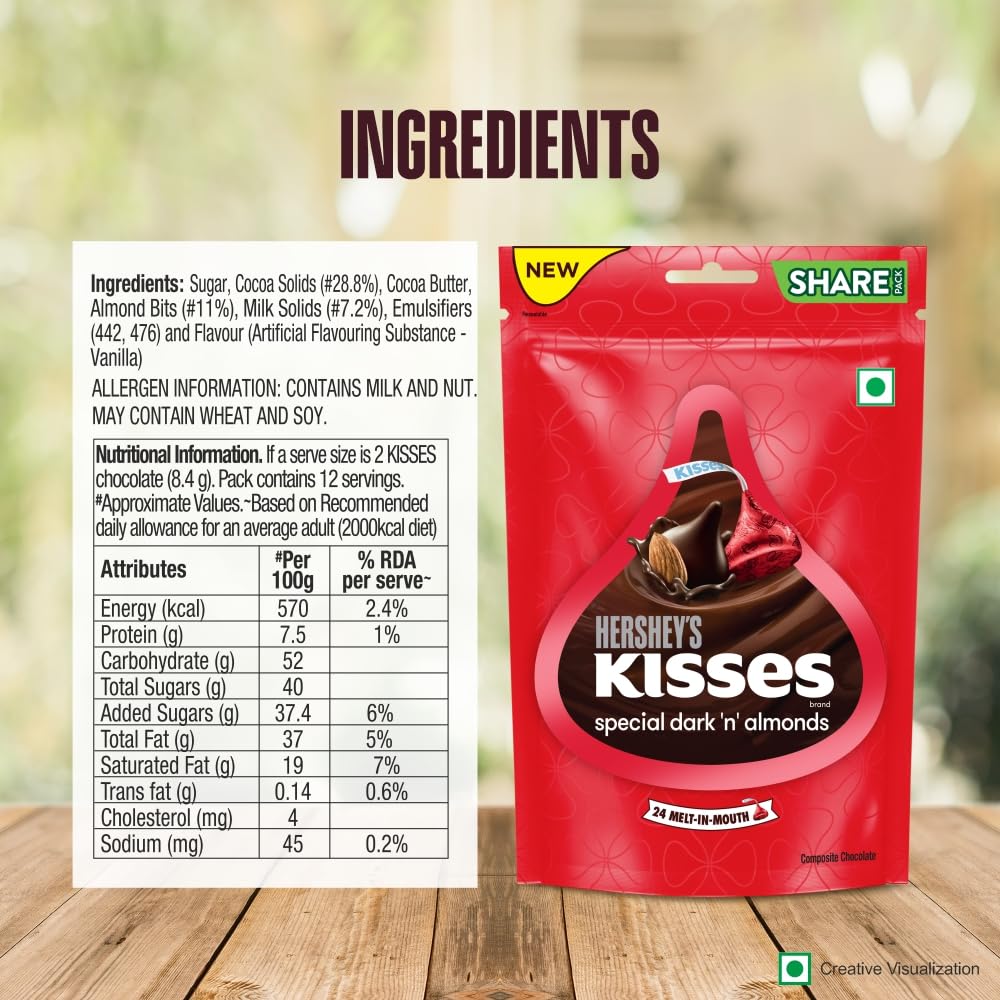 HERSHEY'S Kisses Special Dark 'N' Almonds 100.8 Gram