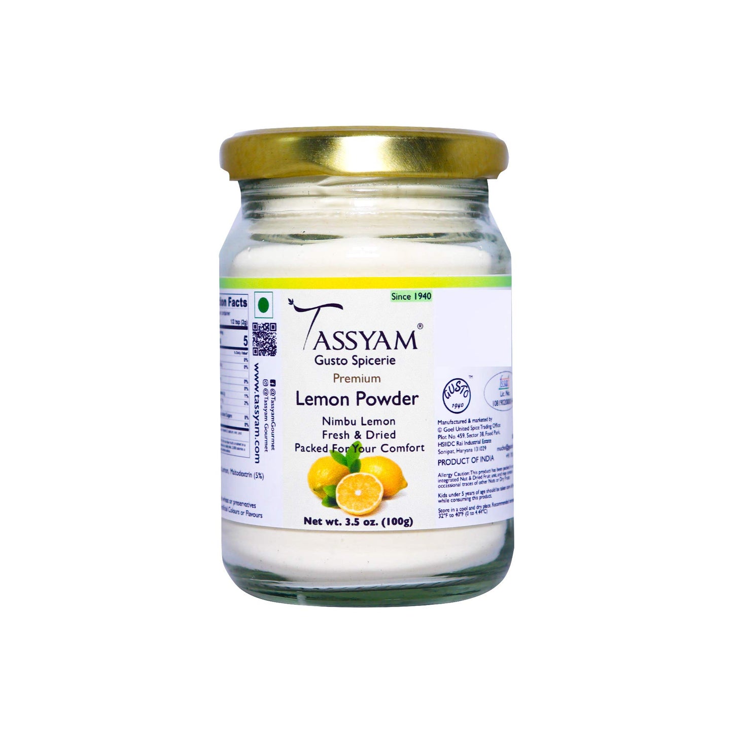 Tassyam Premium Lemon Powder 100g Bottle