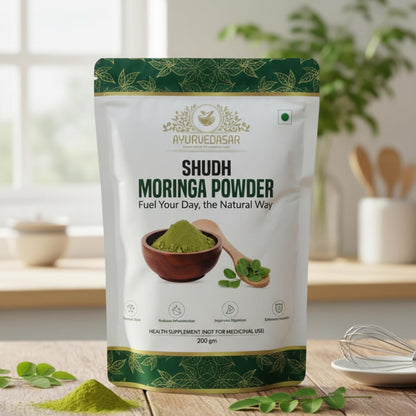 AYURVEDASAR Shudh Moringa Powder 100g | Improves Stamina & Vitality, Rich in Vitamins & Minerals | Herbal Supplement for Daily Use Naturally Boost Energy Level | Pack of 2