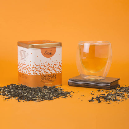 The Indian Chai - Rosemary Green Tea 100g | Herbal Infusion for Memory, Digestion, Water Retention & Metabolism Support | Loose Leaves