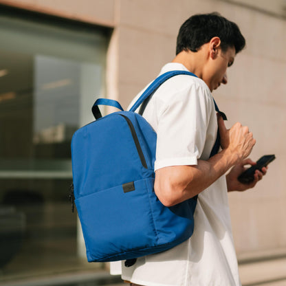 DailyObjects Water Resistant Pivot Lunar Daypack Bag for Men & Women|Fits 13/14 inch Laptop/Macbook Pro/Air iPad|Lightweight| Backpack (19L)|Office Use/Travel|Multi Compartments|Blue