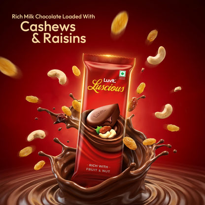 LuvIt. Luscious Fruit & Nut Chocolate Bars | Multipack | Deliciously Smooth | Pack of 6-52g Each