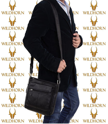 WildHorn Genuine Leather Sling Bag for Men | Durable, Portable & Stylish | Zipper Closure | Front Zip Pocket | 1-Year Warranty