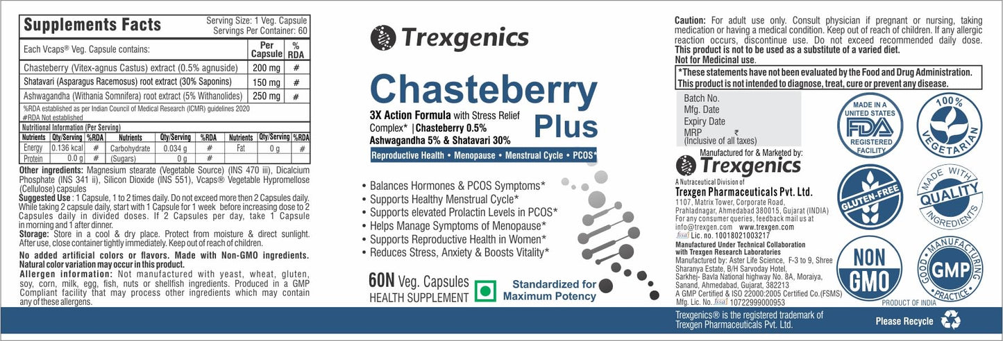 Trexgenics CHASTEBERRY PLUS Women's health formula with Chasteberry, As- image 7