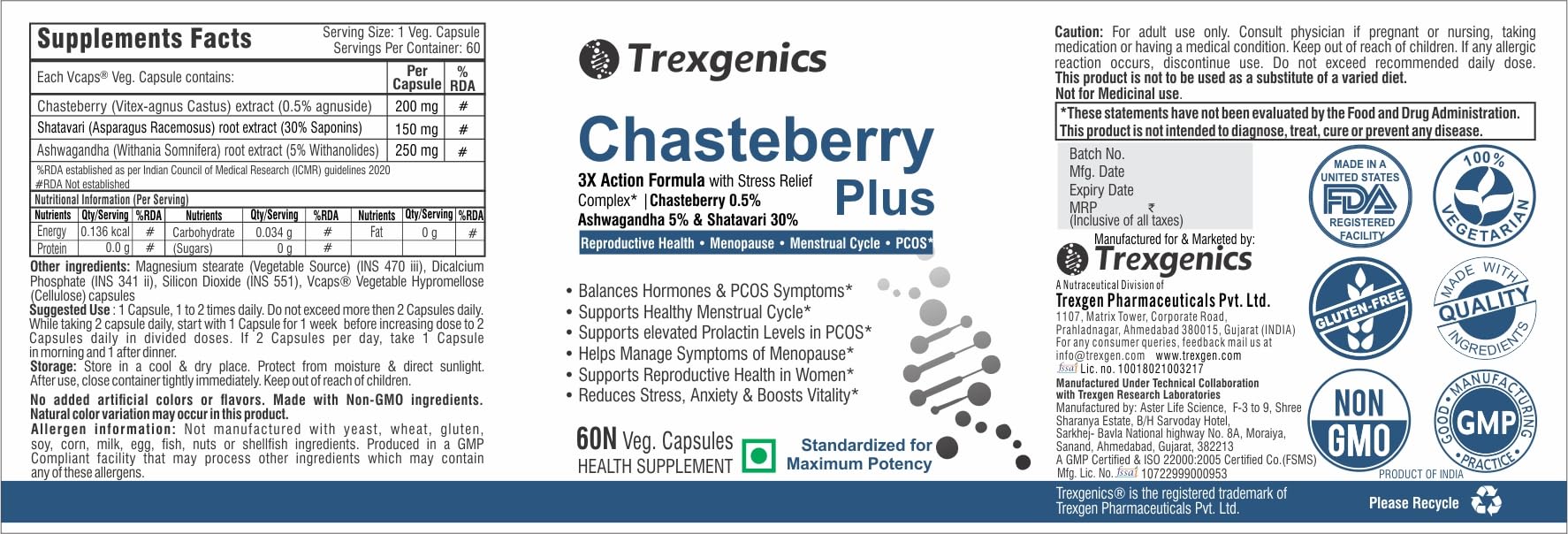 Trexgenics CHASTEBERRY PLUS Women's health formula with Chasteberry, As- image 7