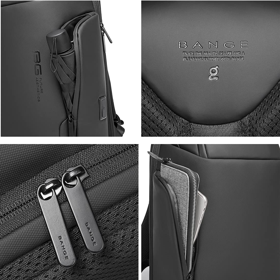 BANGE Water Resistant Polyester Unisex 15.6 inch Travel Laptop Backpack- image 3