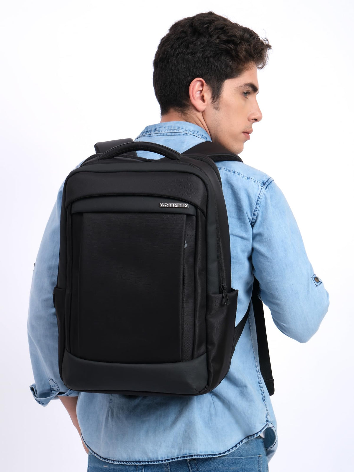 Artistix TechEssence Premium Business Backpack 28 L Office Travel Laptop Bag with 15.6 Inch Laptop Compartment Multiple Pockets Comfortable and Padded Backpack, Black