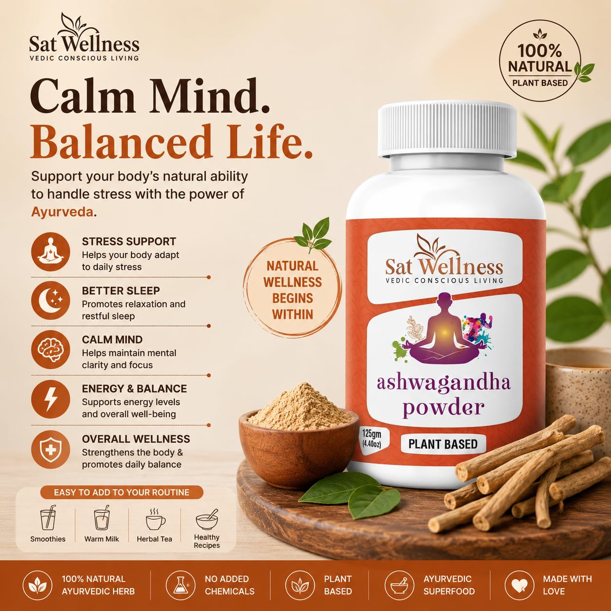 Ashwagandha Powder Herbal Supplements For Personal Health Care Improvement