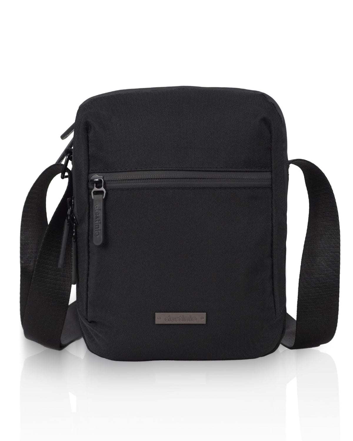 Destinio Padded Sling Bag for Men & Women | Lightweight Side Shoulder Bag | Crossbody Carry for Travel & Daily Use | Mobile Passport Cash Storage | Water Resistant Zipper | Anti Theft Lock (Black)