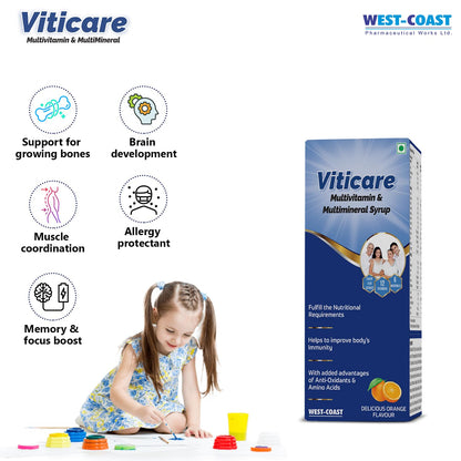 Westcoast Viticare Multivitamin & Multimineral Syrup, | over 24+ key nutrients for daily nutritional requirement with grape seed extract | 200ml